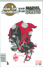 Age Of Ultron vs. Marvel Zombies_1_signed and remarked with a Deadpool head sketch by Ken Haeser