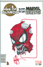 Age Of Ultron vs. Marvel Zombies_1_signed and remarked with a Spider-Man head sketch by Ken Haeser