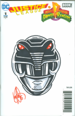 Justice League_Mighty Morphin Power Rangers_1_Limited Edition Blank Get-A-Sketch Edition Variant_signed & remarked by Ken Haeser with a Black Power Ranger