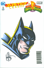 Justice League and Mighty Morphin Power Rangers_1_Limited Blank Get-A-Sketch Edition Variant_signed and remarked by Ken Haeser with a Batman head