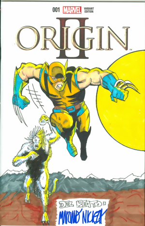 Marvel Comics Blank Variant Connecting Commissioned Cover Art signed and remarked by Mariano Nicieza & Joe Del Beato with a Incredible Hulk # 181 Homage Sketch