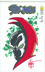Spawn 329_30th Anniversary Blank Variant Commissioned Cover Art_signed and remarked by Ken Haeser with a Color Spawn Sketch